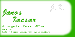 janos kacsar business card